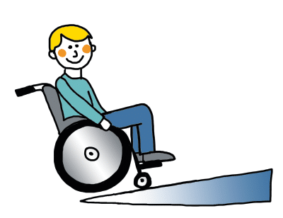 Rollstuhlfahrer auf einer Rampe